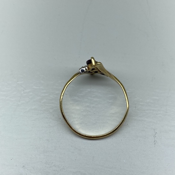 Antique Double Red Violet Spinel with Two Diamond Accents on 10K Gold Ring - Picture 9 of 14